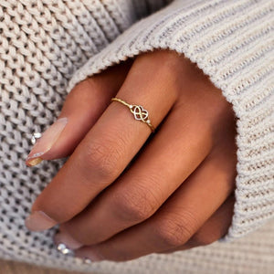 Two-Tone Infinity Heart CZ Twisted Band Ring - Perimade & Co.