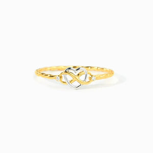 Two-Tone Infinity Heart CZ Twisted Band Ring - Perimade & Co.