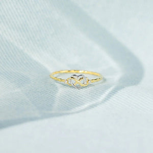 Two-Tone Infinity Heart CZ Twisted Band Ring - Perimade & Co.