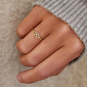 Two-Tone Infinity Heart CZ Twisted Band Ring - Perimade & Co.