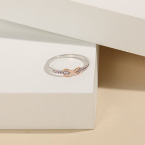 Two Tone Infinity Pink CZ Promise Band Ring - Perimade & Co.