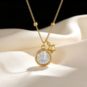 Two-Tone Medallion Coin Star Charm Necklace - Perimade & Co.