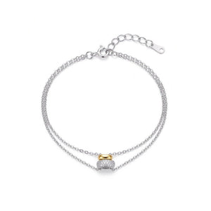 Two Tone Round Bead Double Chain Bracelet - Perimade & Co.
