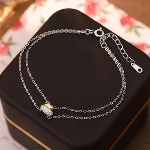 Two Tone Round Bead Double Chain Bracelet - Perimade & Co.