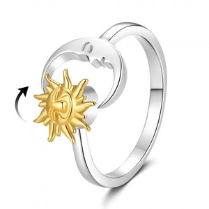 Two Tone Sun Moon Fidget Spinner Open Ring - Perimade & Co.
