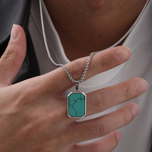 Vintage Bezel Gemstone Tag Charm Necklace - Perimade & Co.