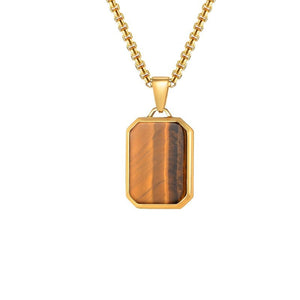 Vintage Bezel Gemstone Tag Charm Necklace - Perimade & Co.