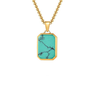 Vintage Bezel Gemstone Tag Charm Necklace - Perimade & Co.