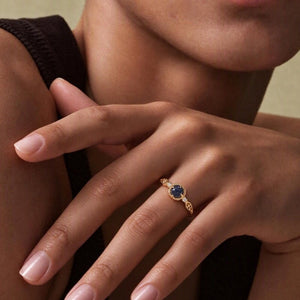 Vintage Blue Sandstone CZ Filigree Band Ring - Perimade & Co.