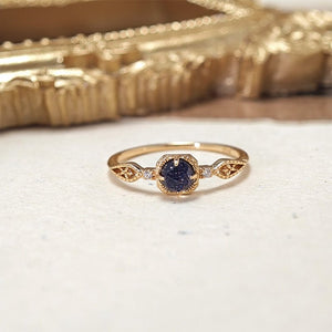 Vintage Blue Sandstone CZ Filigree Band Ring - Perimade & Co.