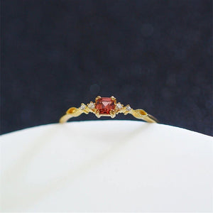 Vintage Garnet Thin Band Stacking Ring - Perimade & Co.