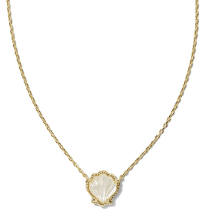 Necklace with a heart-shaped shell pendant on a white background