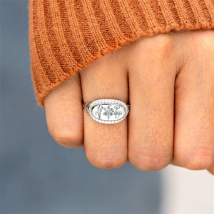Vintage Halo Flower Statement Signet Ring - Perimade & Co.