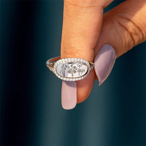 Vintage Halo Flower Statement Signet Ring - Perimade & Co.