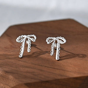 Vintage Lace Ribbon Bow Screw Stud Earrings - Perimade & Co.