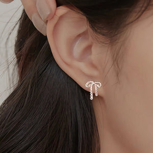 Vintage Lace Ribbon Bow Screw Stud Earrings - Perimade & Co.