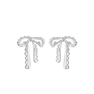 Vintage Lace Ribbon Bow Screw Stud Earrings - Perimade & Co.