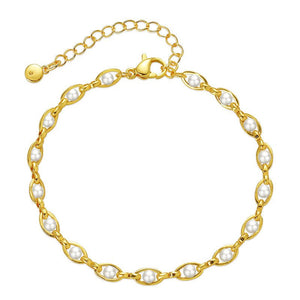 Vintage Marquee Pearl Inlay Chain Bracelet - Perimade & Co.