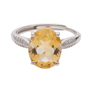 Vintage Oval-Cut Citrine Adjustable Open Ring - Perimade & Co.