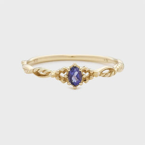 Vintage Oval Cut Gemstone Filigree Band Ring - Perimade & Co.