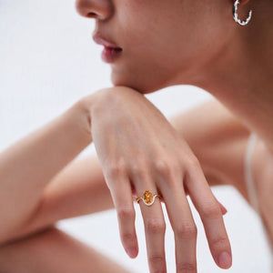 Vintage Oval CZ Under Halo Crown Band Ring - Perimade & Co.