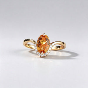 Vintage Oval CZ Under Halo Crown Band Ring - Perimade & Co.