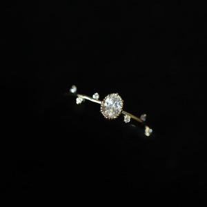 Vintage Oval Solitaire Milgrain Thin Band Ring - Perimade & Co.