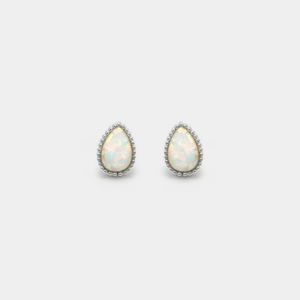 Vintage Pear Opal Cabochon Stud Earrings - Perimade & Co.