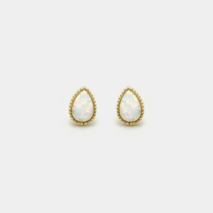 Vintage Pear Opal Cabochon Stud Earrings - Perimade & Co.