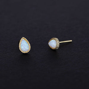 Vintage Pear Opal Cabochon Stud Earrings - Perimade & Co.