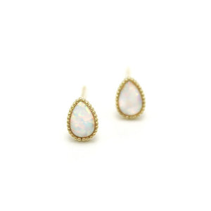 Vintage Pear Opal Cabochon Stud Earrings - Perimade & Co.