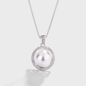 Vintage Pearl Swirl Halo Pendant Necklace - Perimade & Co.