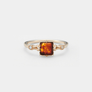 Vintage Square Amber Statement Cocktail Ring - Perimade & Co.