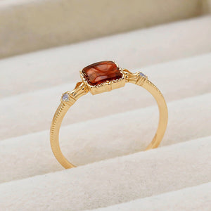 Vintage Square Amber Statement Cocktail Ring - Perimade & Co.