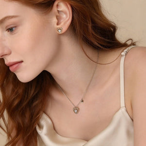 Vintage Textured Heart CZ Pendant Necklace - Perimade & Co.