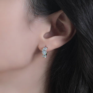 Vintage Three - Stone Opal Half Hoop Earrings - Perimade & Co.