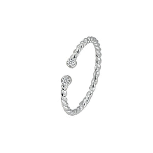 Vintage Twist Rope Open Cuff Bezel CZ Ring - Perimade & Co.