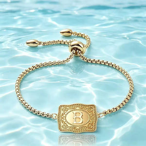 Vintage Western Initial Letter Shield Bracelet - Perimade & Co.