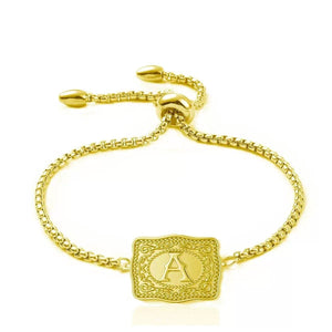 Vintage Western Initial Letter Shield Bracelet - Perimade & Co.