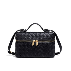 Vintage Woven Leather Square Box Handbag - Perimade & Co.
