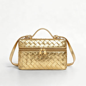 Vintage Woven Leather Square Box Handbag - Perimade & Co.