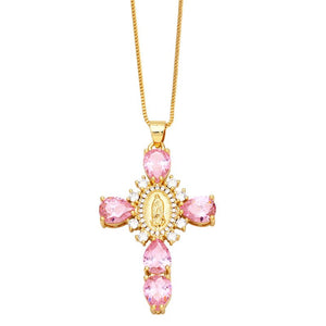 Virgin Cross Charm Pendant Necklace - Perimade & Co.
