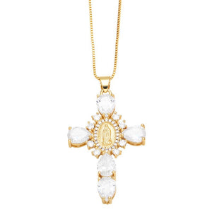 Virgin Cross Charm Pendant Necklace - Perimade & Co.