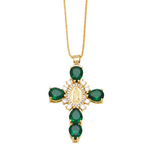Virgin Cross Charm Pendant Necklace - Perimade & Co.
