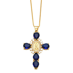 Virgin Cross Charm Pendant Necklace - Perimade & Co.