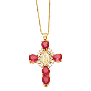 Virgin Cross Charm Pendant Necklace - Perimade & Co.