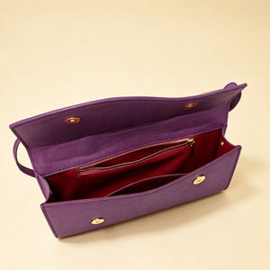 Wave Flap Crossgrain Leather Clutch Handbag - Perimade & Co.