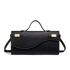 Wave Flap Crossgrain Leather Clutch Handbag - Perimade & Co.