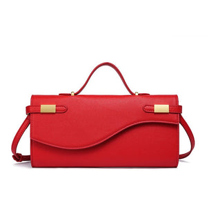 Wave Flap Crossgrain Leather Clutch Handbag - Perimade & Co.