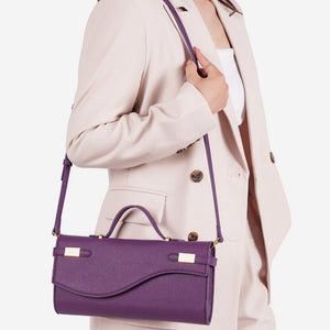 Wave Flap Crossgrain Leather Clutch Handbag - Perimade & Co.